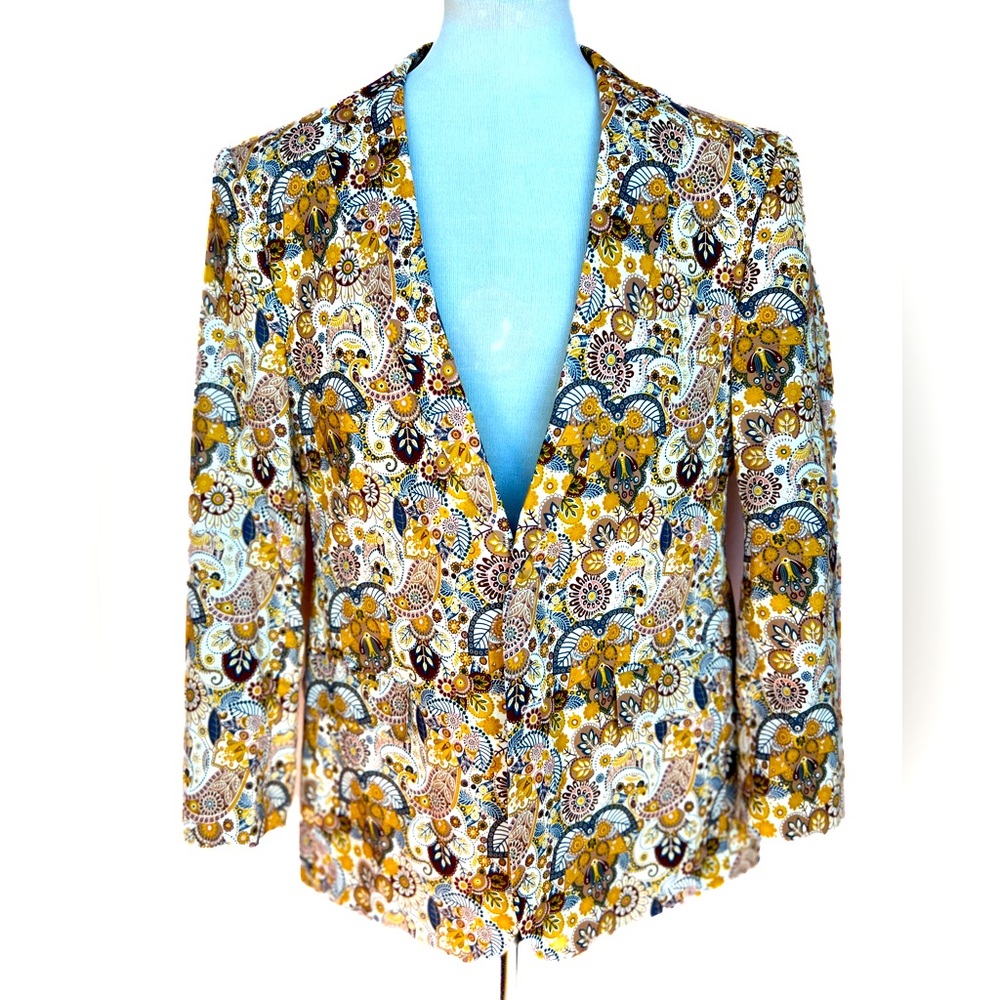 Linea Uomo Men’s Cotton Floral Paisley Sport Coat Blazer 40S, EUC